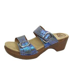Dansko Sophie Size 39 US 8.5 9 Iridescent Mermaid Blue Sparkle Platform Sandals